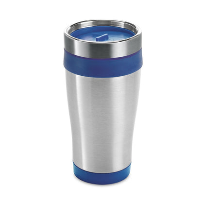BATUM promotional travel cup in royal blue with custom logo branding