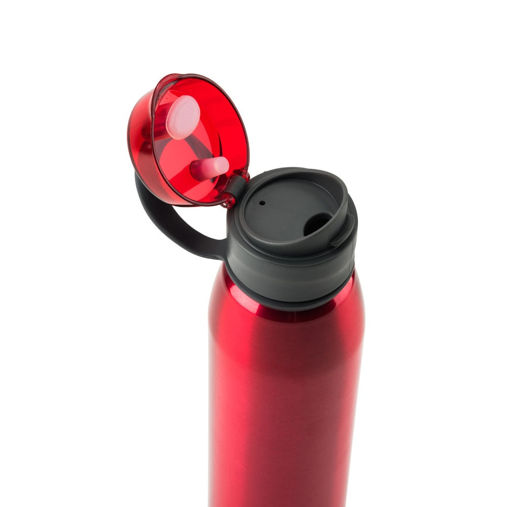 KORVER promotional bottle in red (detail view) with custom logo branding