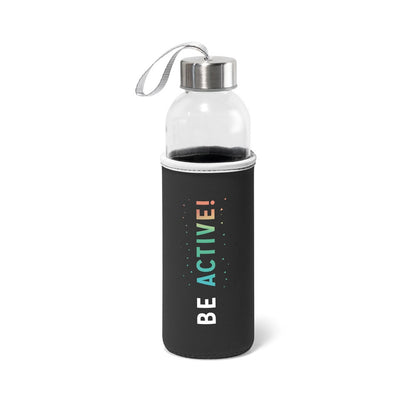 RAISE promotional bottle in black with custom logo branding