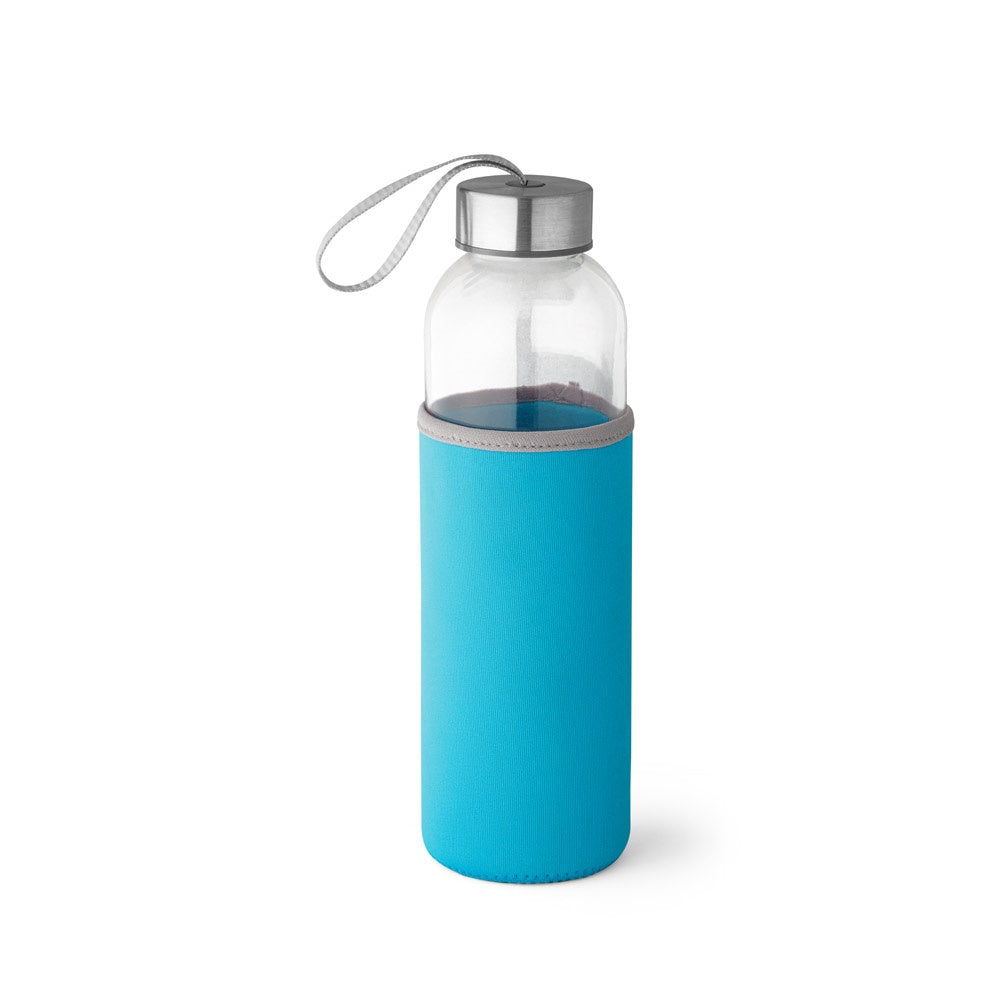 RAISE promotional bottle in light blue with custom logo branding
