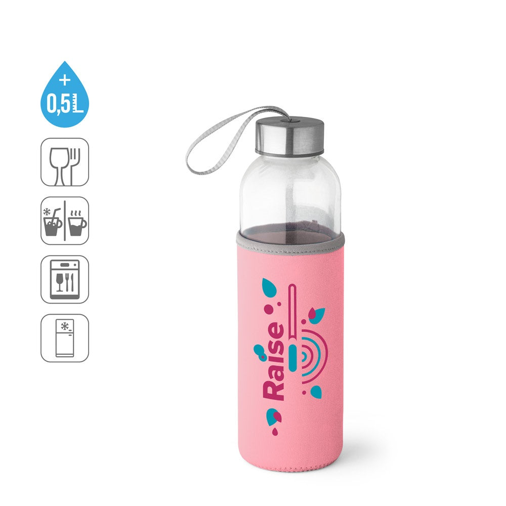 RAISE promotional bottle (complete set view) with custom logo branding