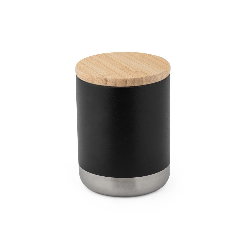 NORRE TUMBLER promotional travel cup in black with custom logo branding