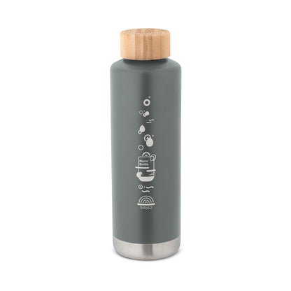 NORRE BOTTLE promotional thermal bottle in dark grey with custom logo branding
