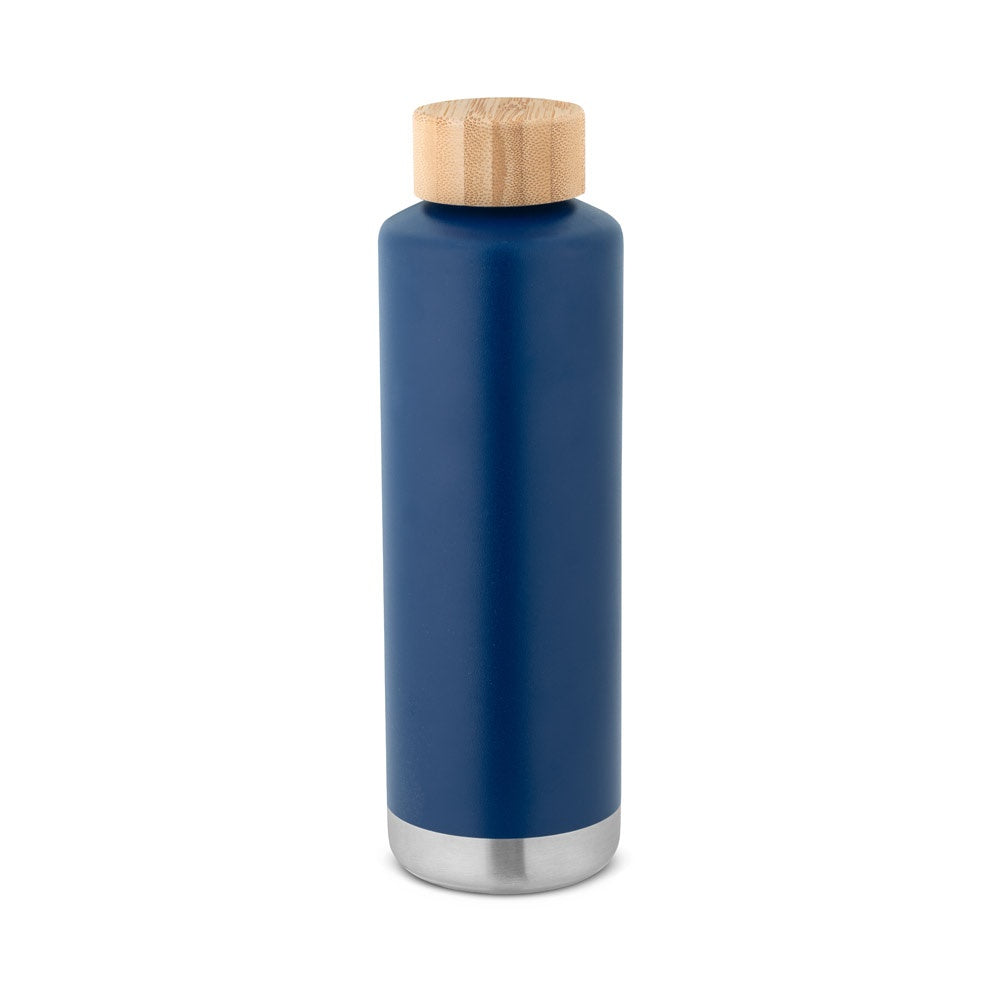 NORRE BOTTLE promotional thermal bottle in navy blue with custom logo branding