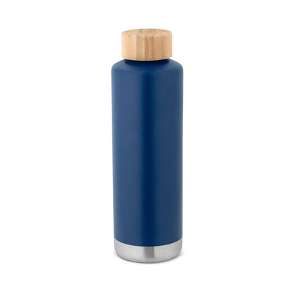 NORRE BOTTLE promotional thermal bottle in navy blue with custom logo branding