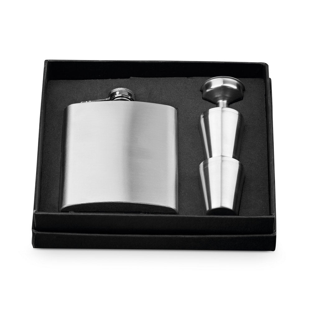 NOVAK promotional bottle in silver (gift box packaging) with custom logo branding