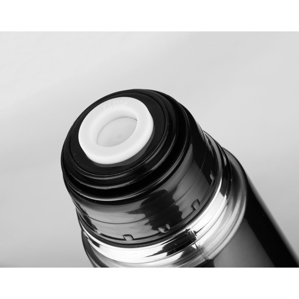 HEAT promotional thermal bottle in gun metal (detail view) with custom logo branding