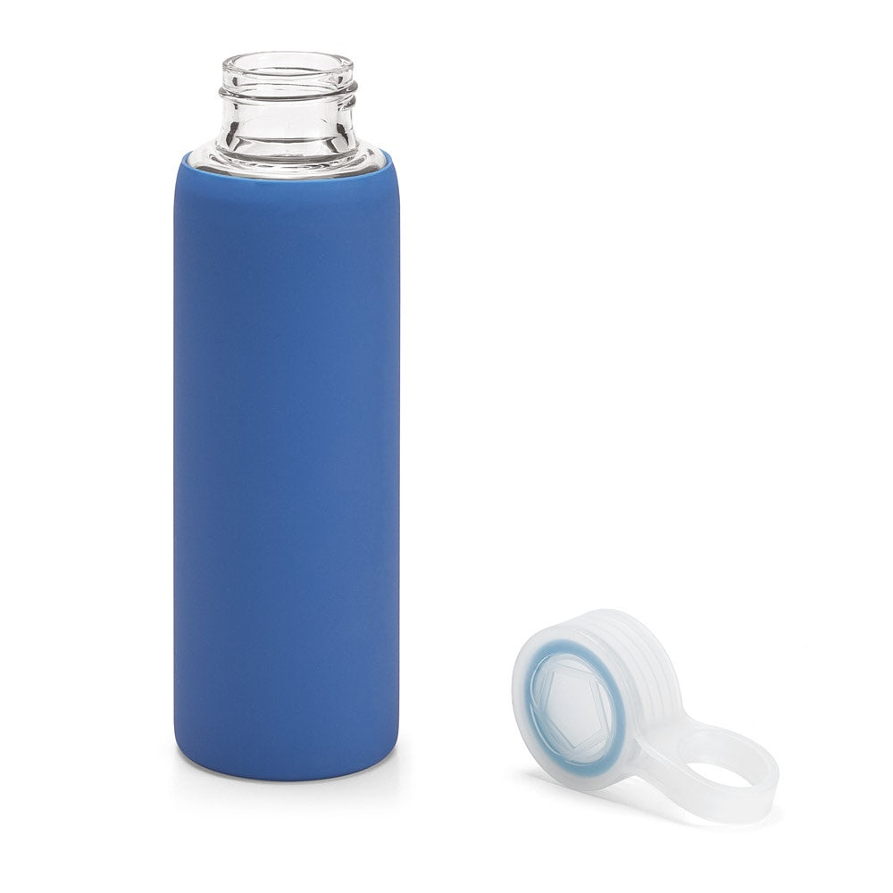 DHABI promotional bottle in blue (detail view) with custom logo branding