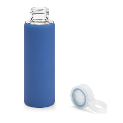 DHABI promotional bottle in blue (detail view) with custom logo branding