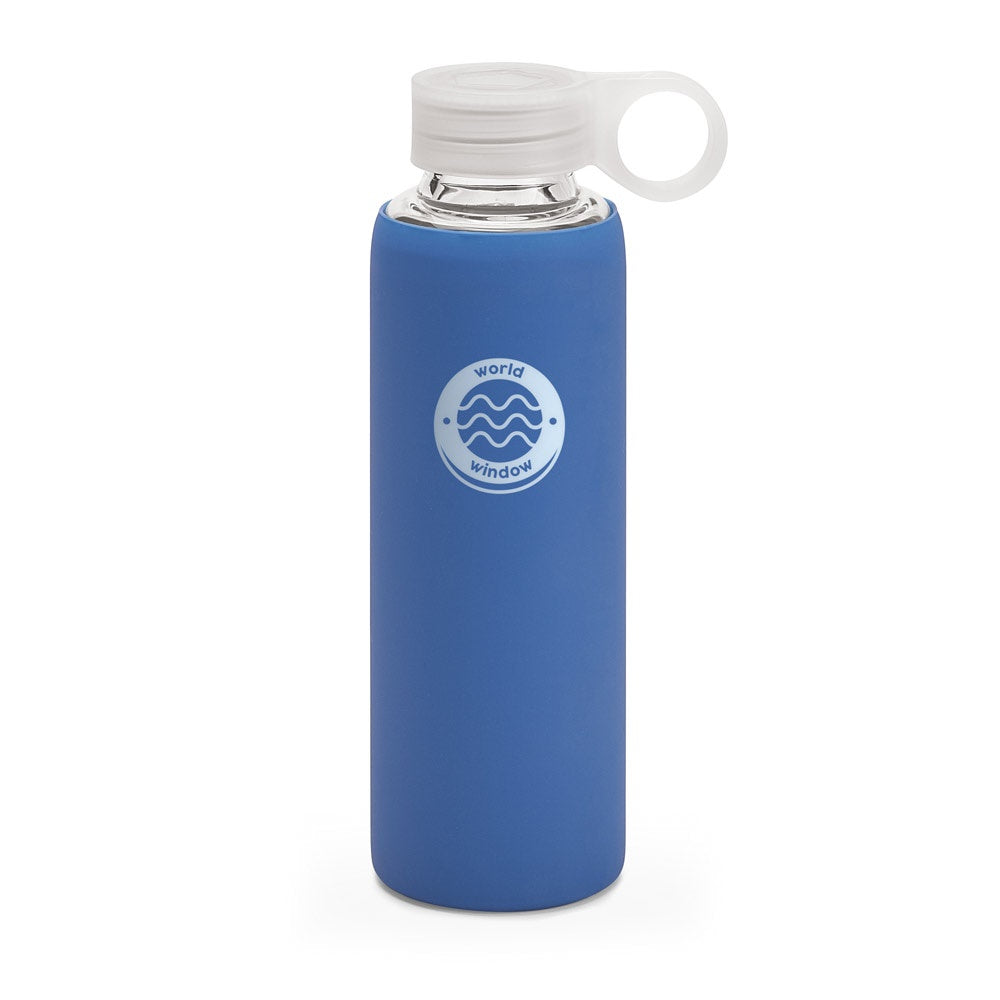 DHABI promotional bottle in blue with custom logo branding