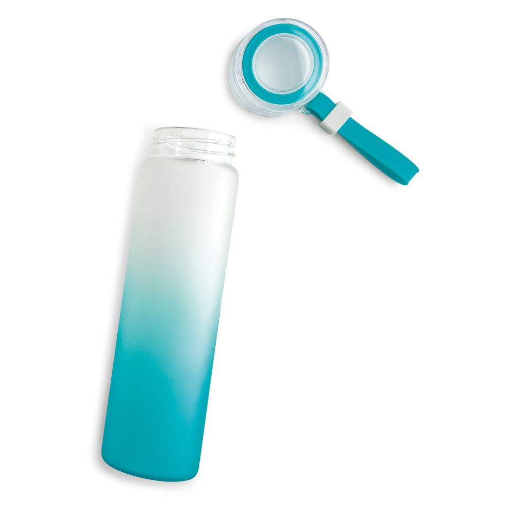 WILLIAMS promotional thermal bottle in turquoise blue (detail view) with custom logo branding