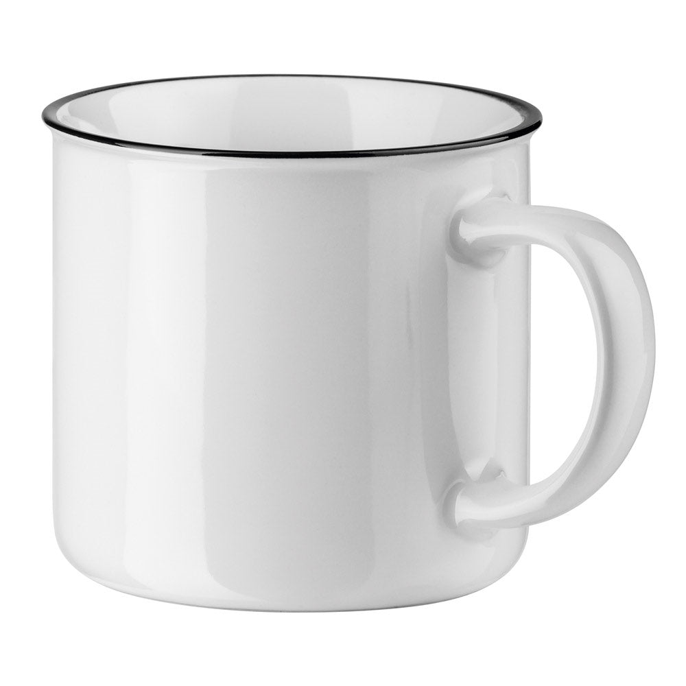 VERNON WHITE promotional mug in white with custom logo branding