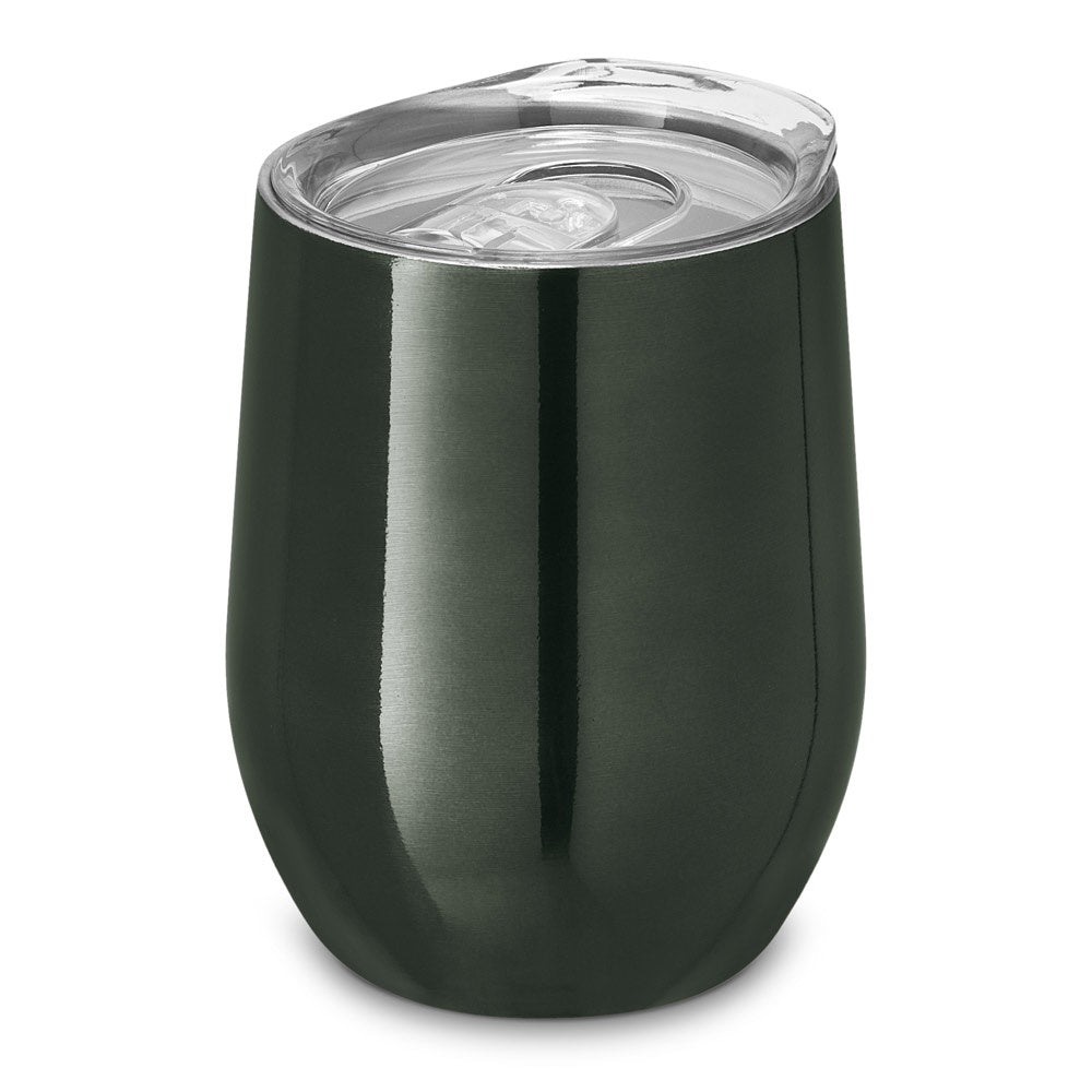 RONDE promotional travel cup in gun metal with custom logo branding