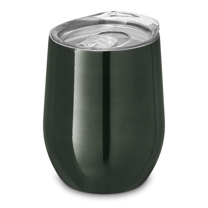RONDE promotional travel cup in gun metal with custom logo branding