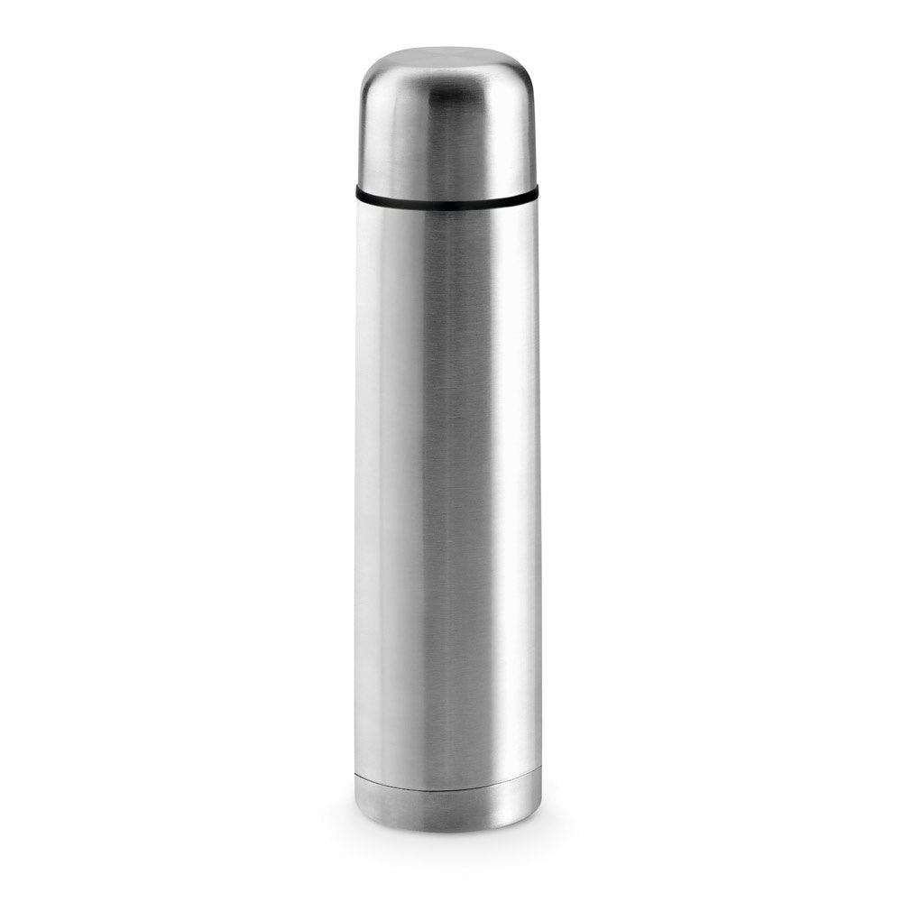 LITER promotional thermal bottle in silver with custom logo branding