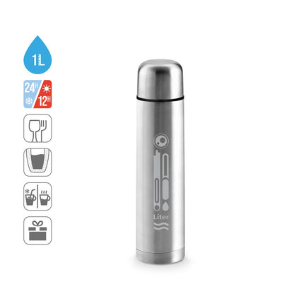 LITER promotional thermal bottle (complete set view) with custom logo branding