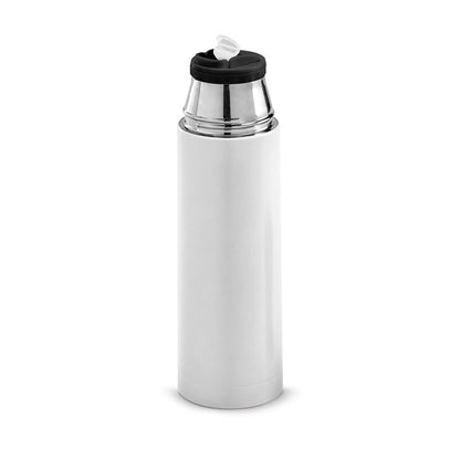 SAFE promotional thermal bottle in white (detail view) with custom logo branding