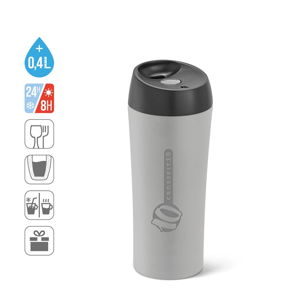 MONARDA promotional travel cup (complete set view) with custom logo branding