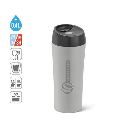 MONARDA promotional travel cup (complete set view) with custom logo branding