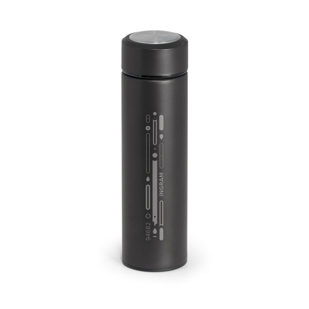 INGRAM promotional thermal bottle in black with custom logo branding