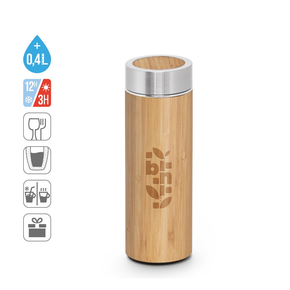 NATUREL promotional thermal bottle (complete set view) with custom logo branding