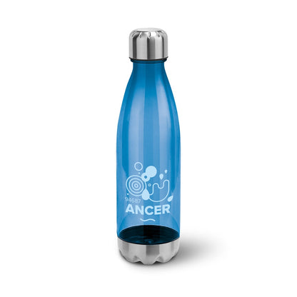 ANCER promotional bottle in blue with custom logo branding