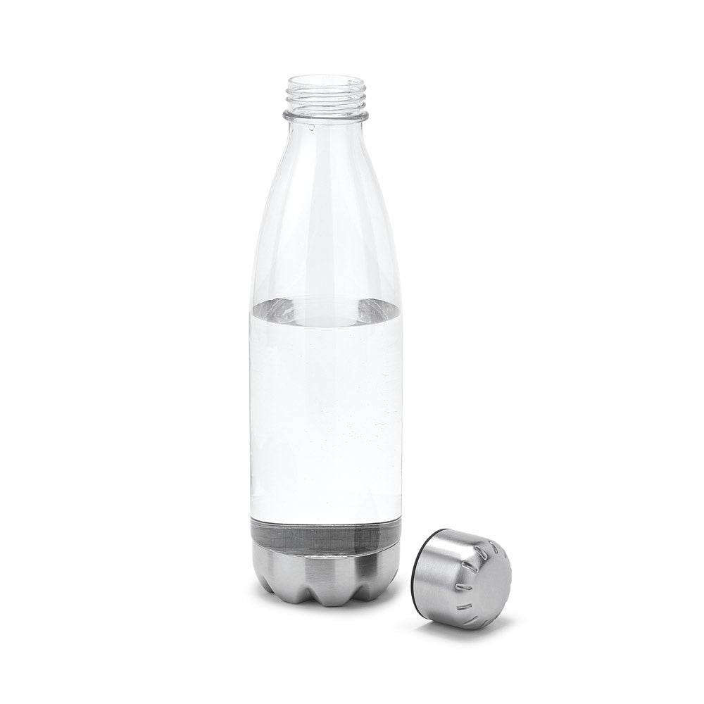 ANCER promotional bottle in transparent (detail view) with custom logo branding