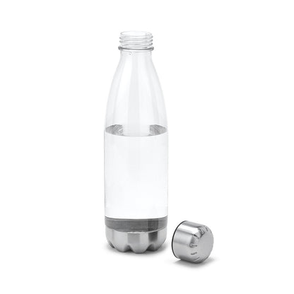 ANCER promotional bottle in transparent (detail view) with custom logo branding