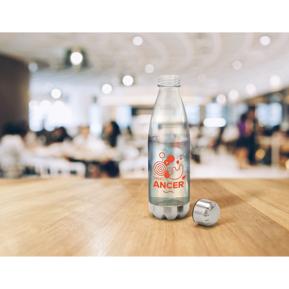 ANCER promotional bottle with custom logo branding
