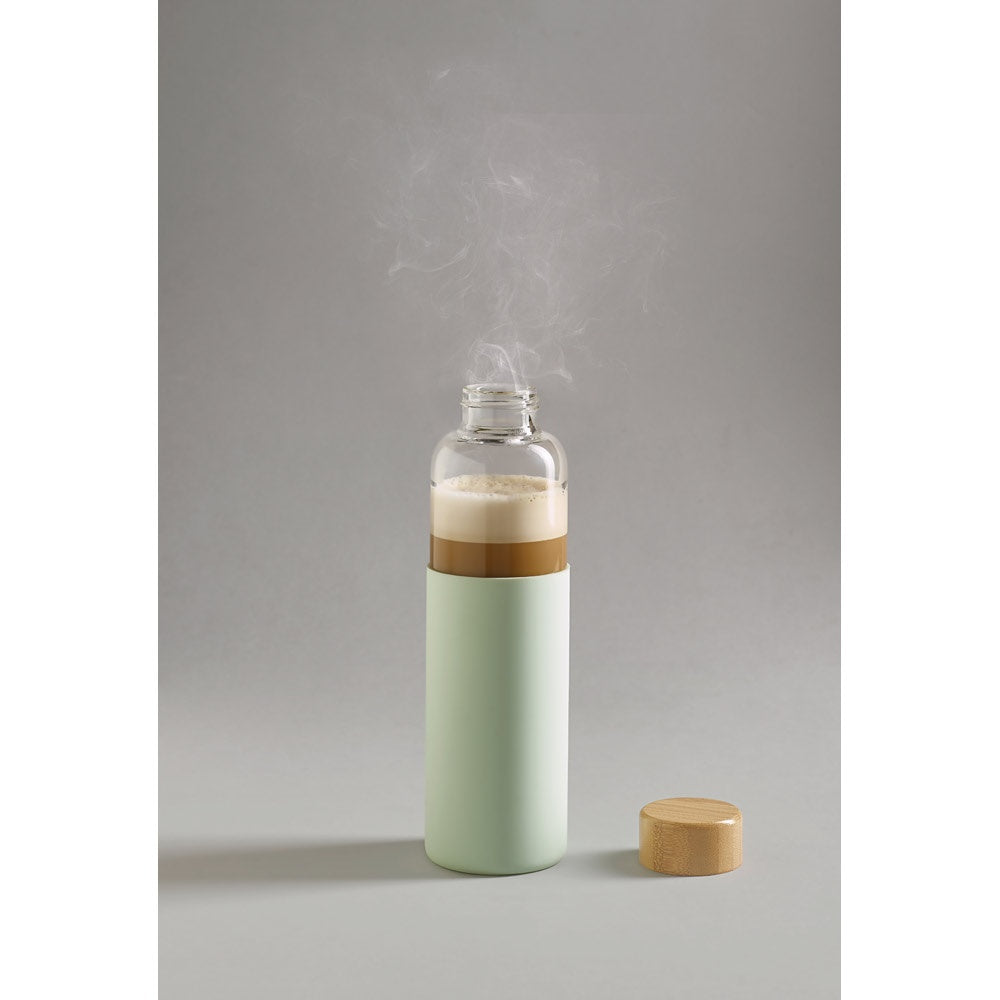DAKAR promotional thermal bottle in light green (detail view) with custom logo branding
