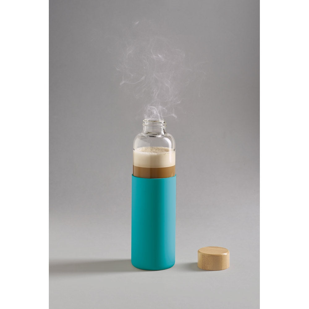 DAKAR promotional thermal bottle in light blue (detail view) with custom logo branding