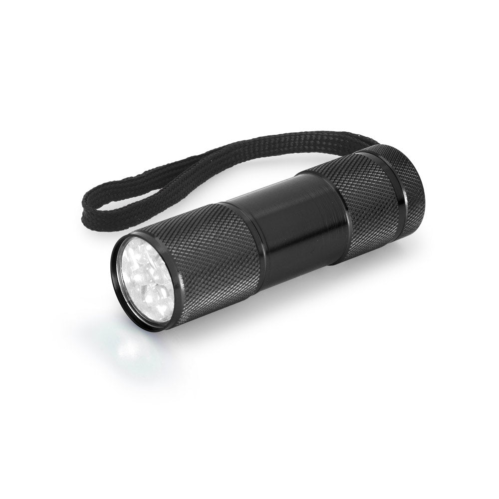 FLASHY promotional camping item in black with custom logo branding