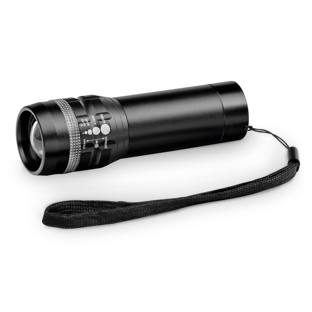 ZOOMIN promotional camping item in black with custom logo branding