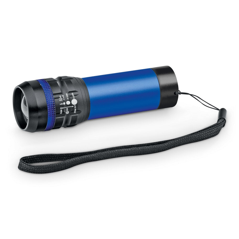 ZOOMIN promotional camping item in blue with custom logo branding