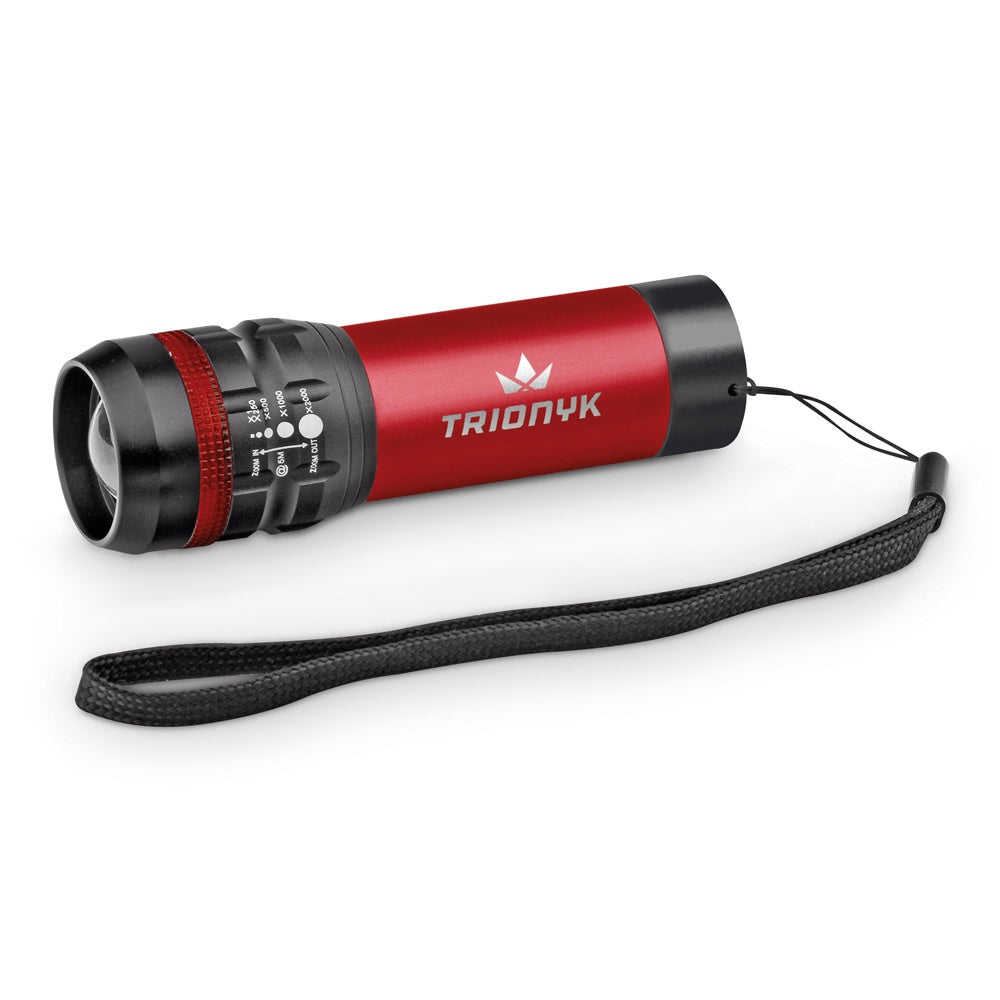 ZOOMIN promotional camping item in red with custom logo branding