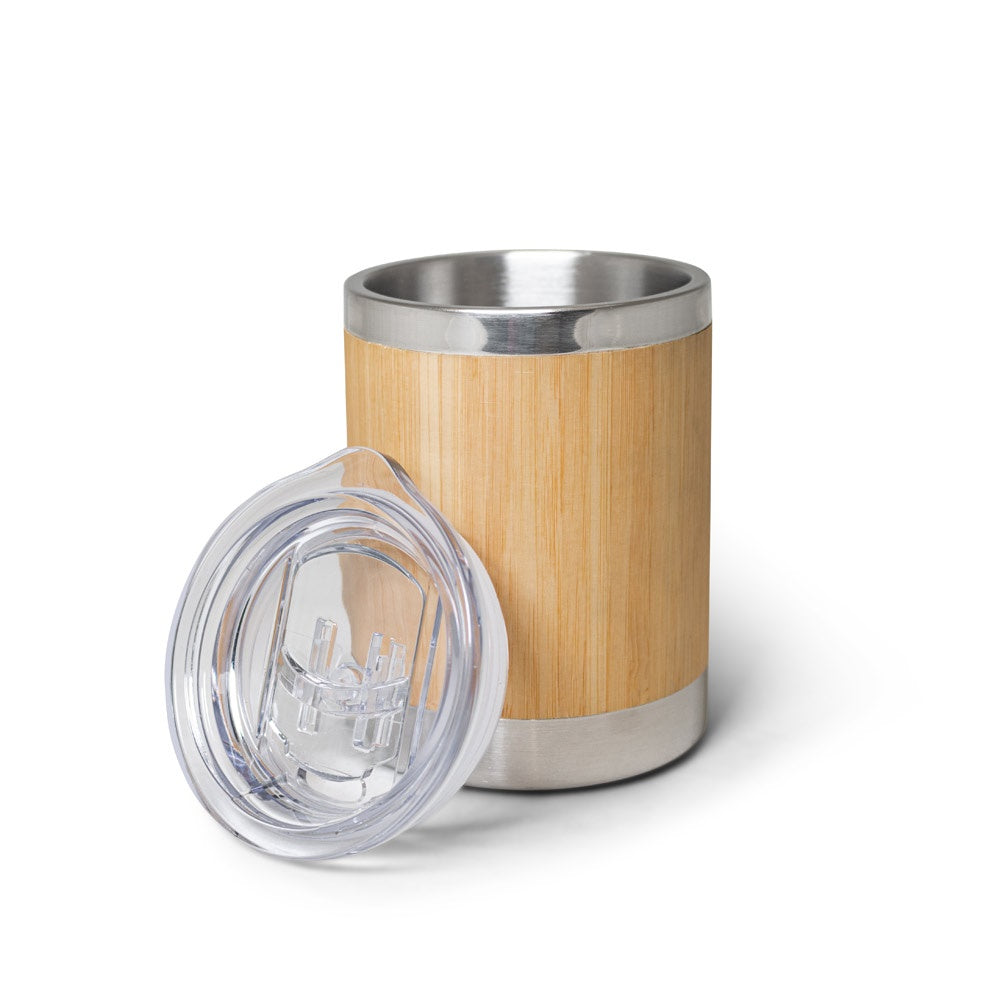 LYCKA promotional travel cup in natural (detail view) with custom logo branding
