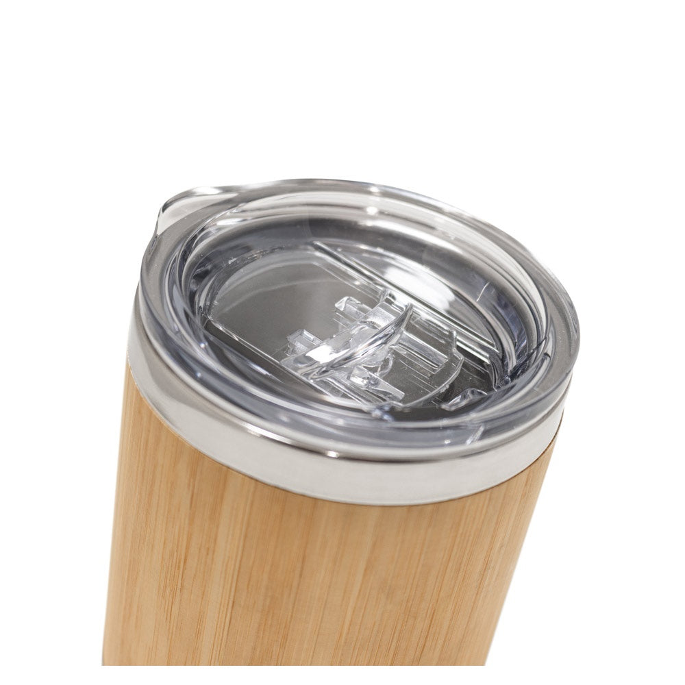 LYCKA promotional travel cup in natural (detail view) with custom logo branding