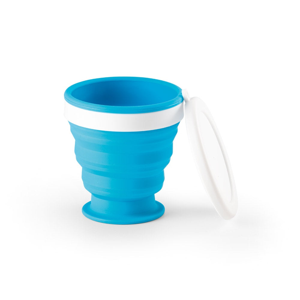 ASTRADA promotional bottle in light blue (detail view) with custom logo branding