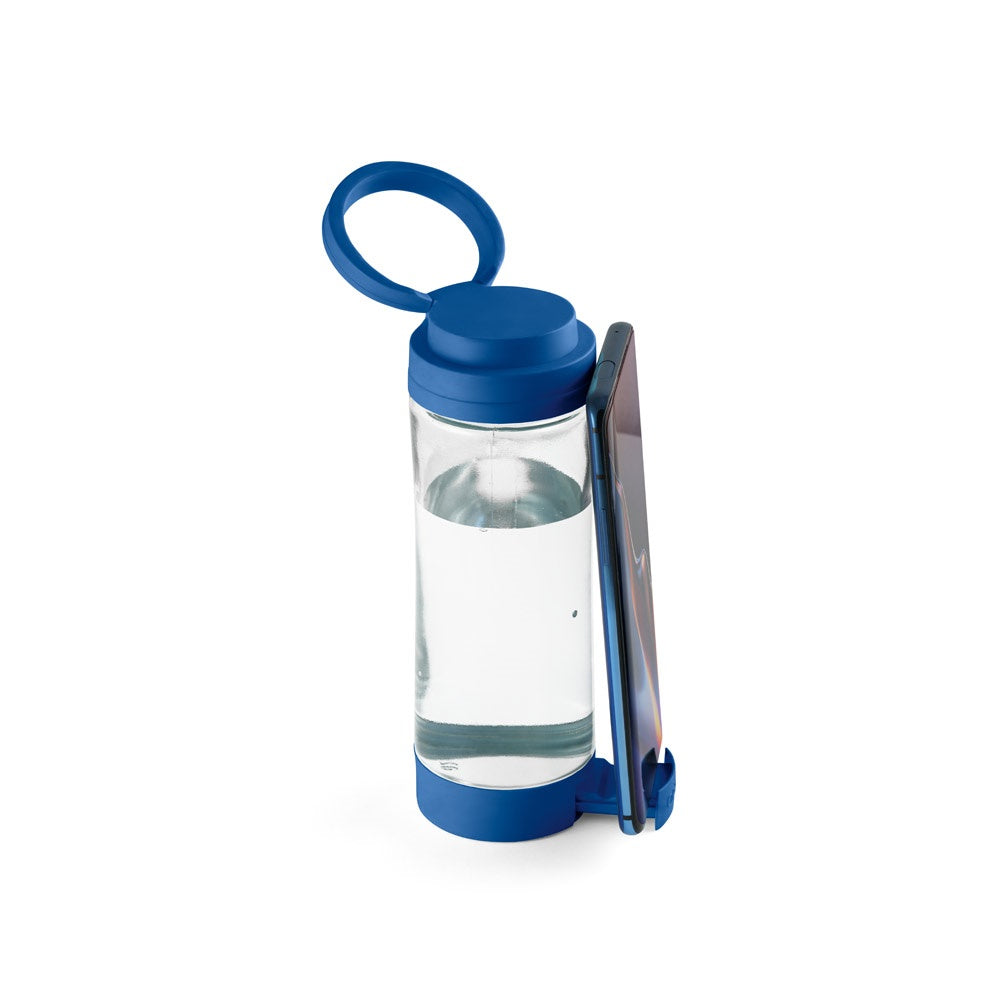 QUINTANA promotional bottle in royal blue (detail view) with custom logo branding