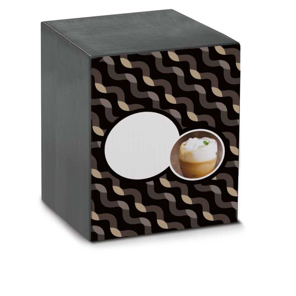 AMERICANO promotional travel cup in transparent (gift box packaging) with custom logo branding