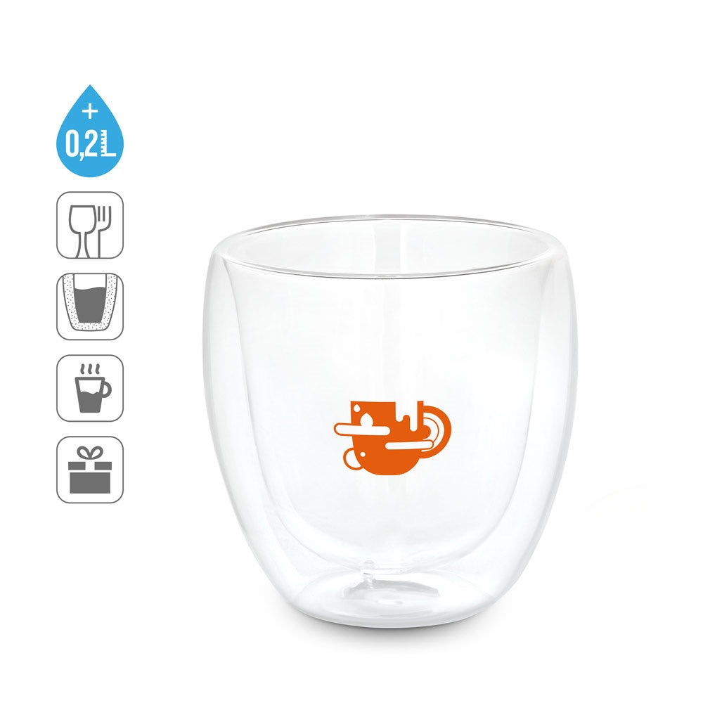 AMERICANO promotional travel cup (complete set view) with custom logo branding