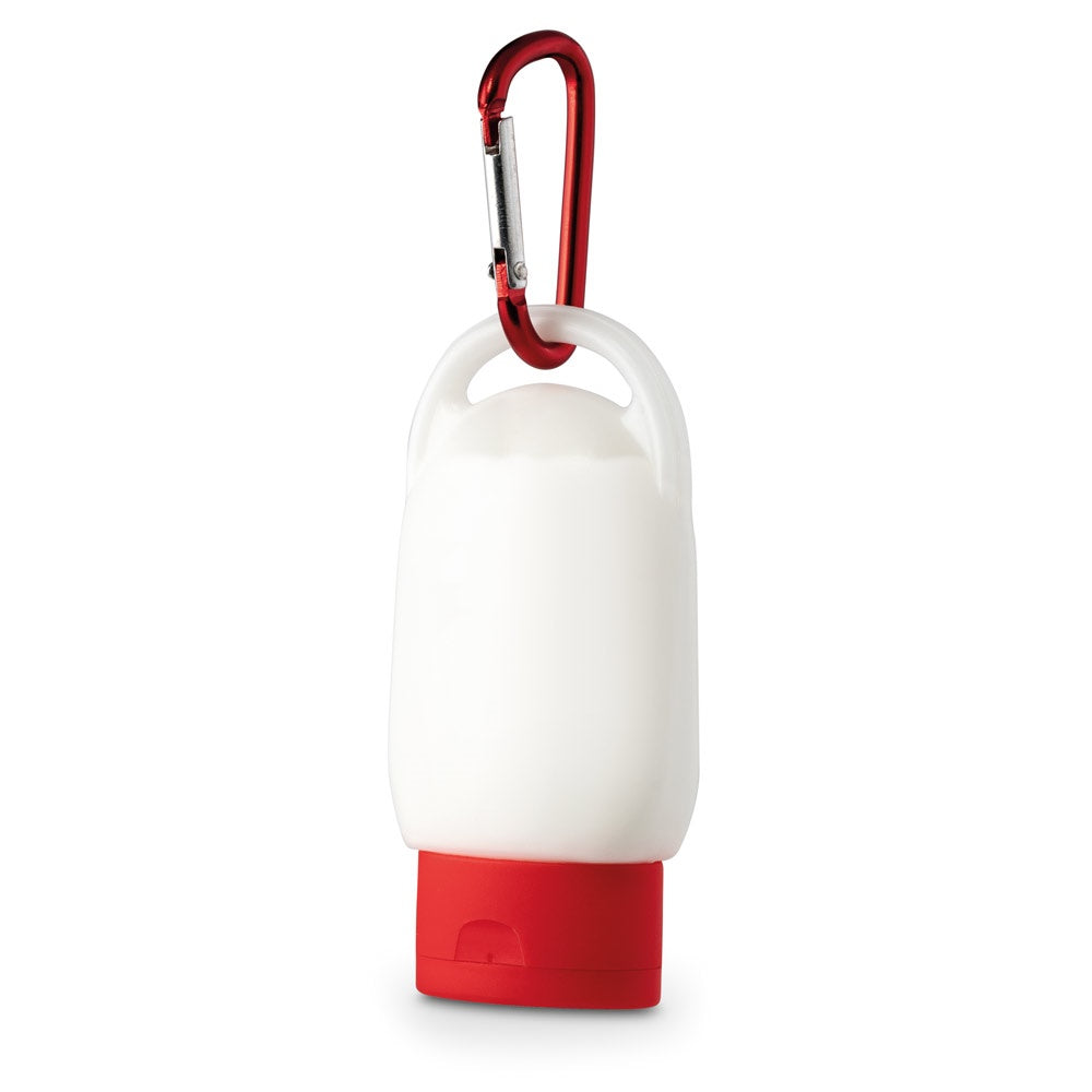 ERIC promotional travel accessory in red (detail view) with custom logo branding