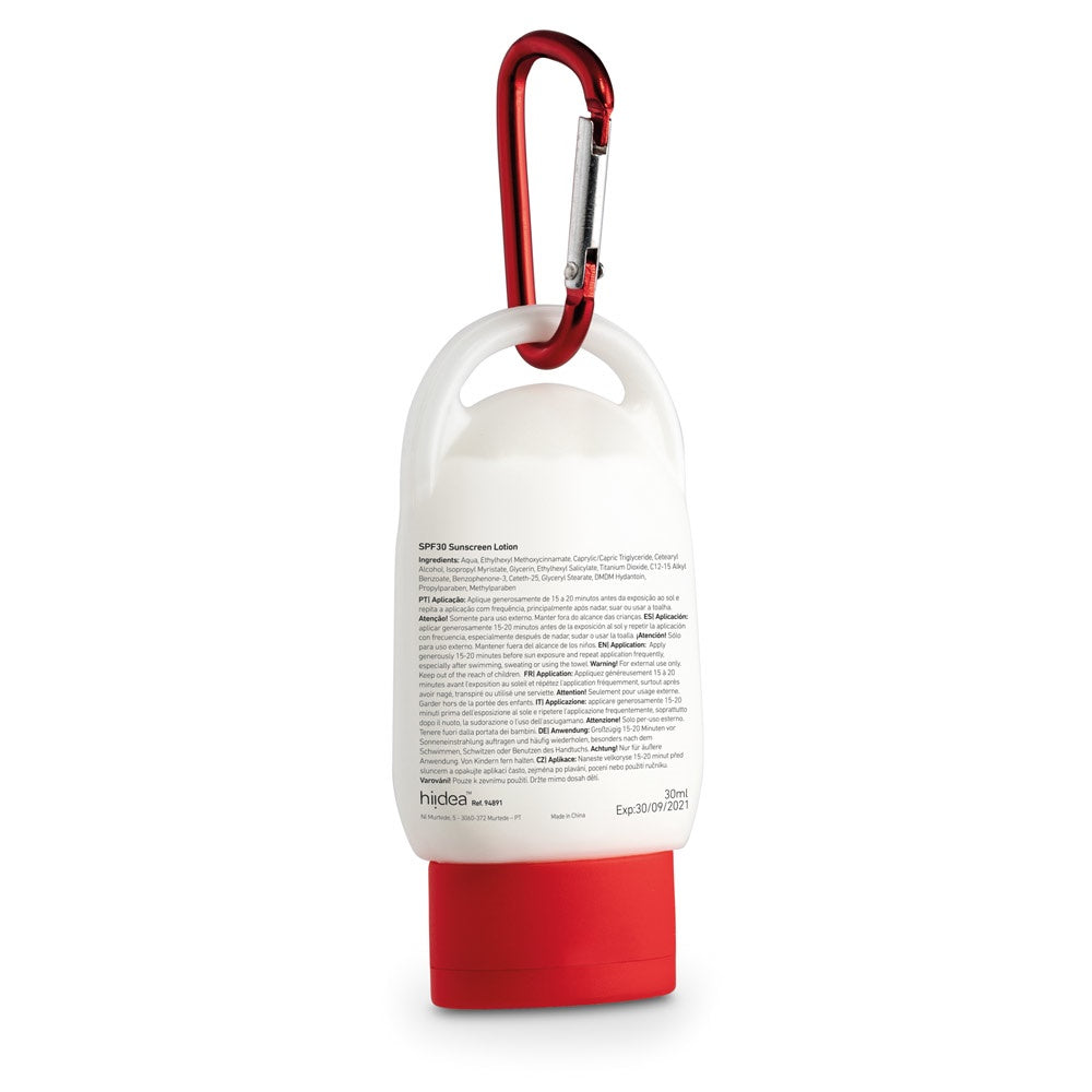 ERIC promotional travel accessory in red (detail view) with custom logo branding