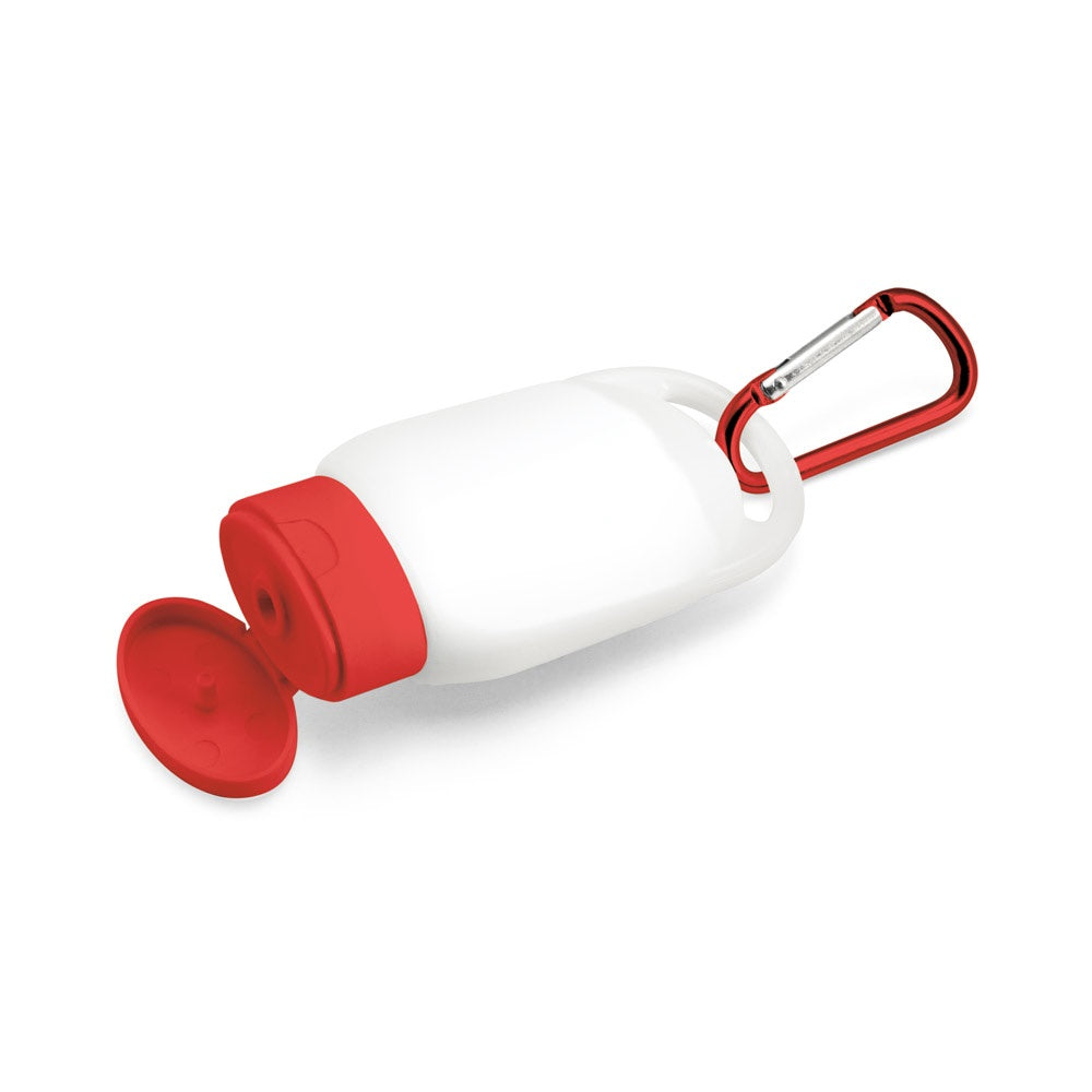 ERIC promotional travel accessory in red (detail view) with custom logo branding