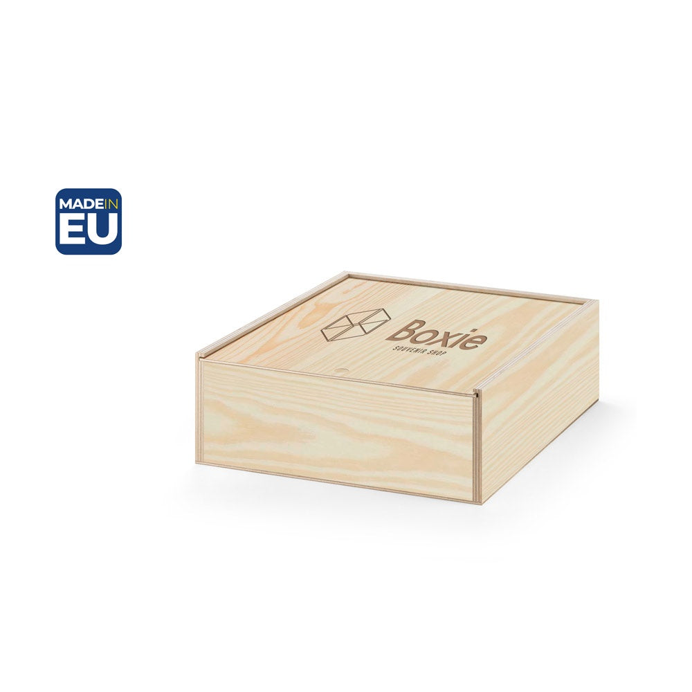 BOXIE WOOD L promotional home accessory (complete set view) with custom logo branding