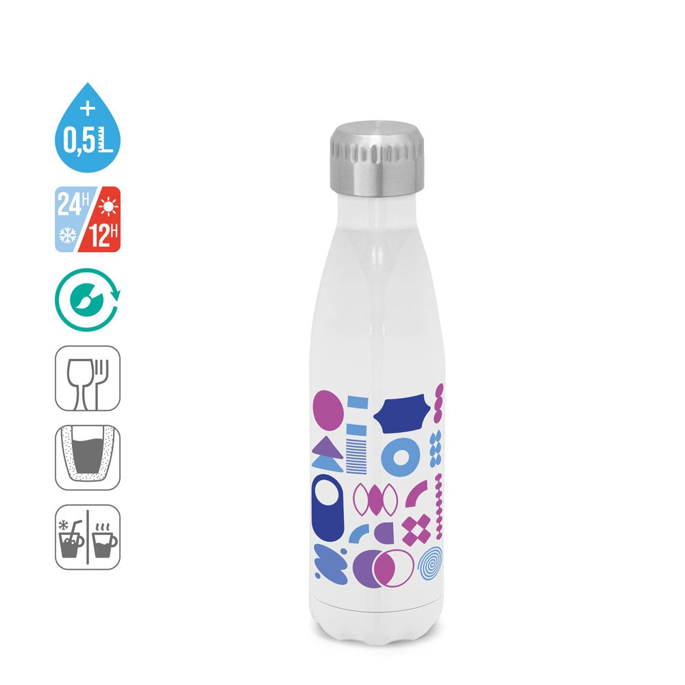 AMORTI M promotional thermal bottle (complete set view) with custom logo branding