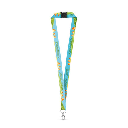 DOVER promotional lanyard in white (detail view) with custom logo branding