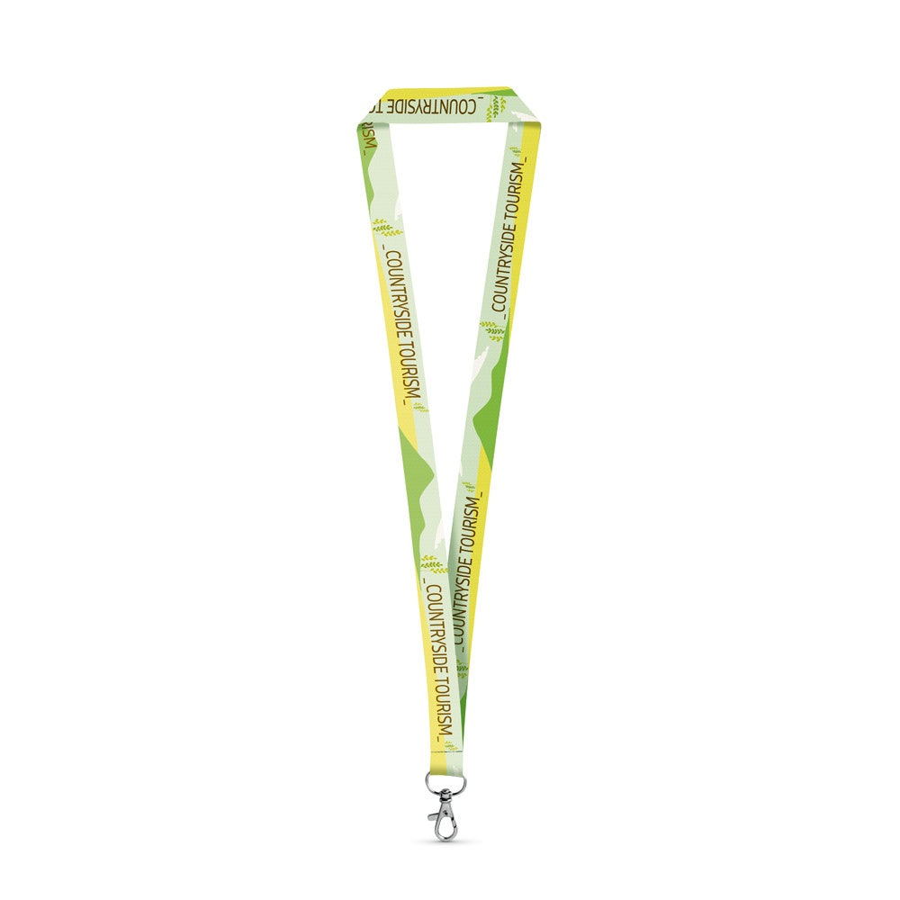 WINDSOR promotional lanyard in white (detail view) with custom logo branding