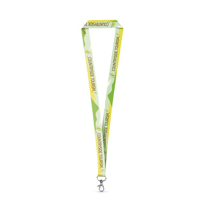 WINDSOR promotional lanyard in white (detail view) with custom logo branding