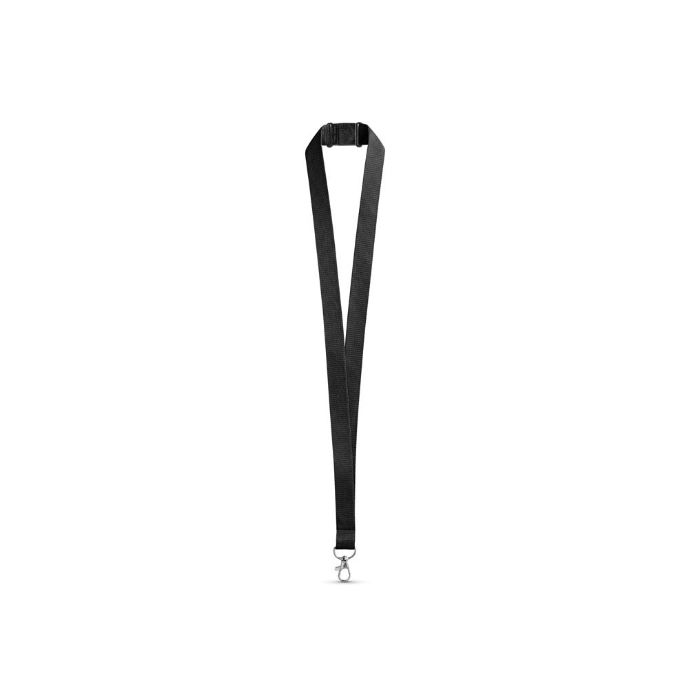 LEEDS promotional lanyard in black with custom logo branding